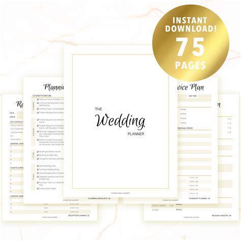 printable wedding planner workbook