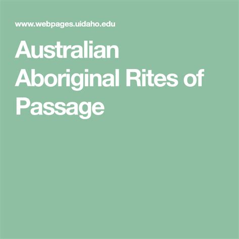 Australian Aboriginal Rites Of Passage Rite Of Passage Passage