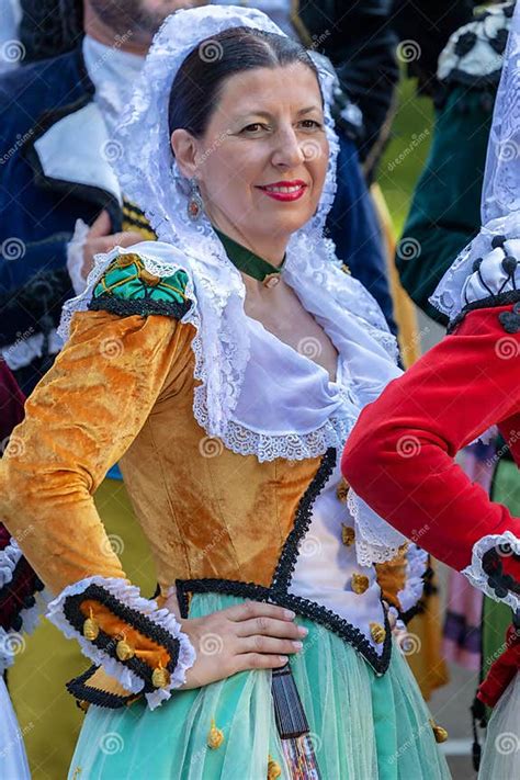 spanish mature women dancer in traditional costume editorial stock
