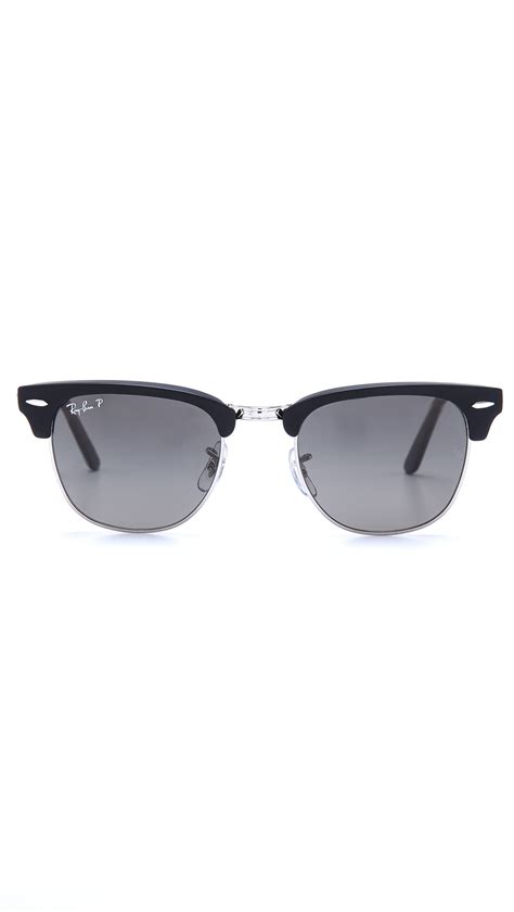 Ray Ban Clubmaster Folding Polarized Sunglasses In Black