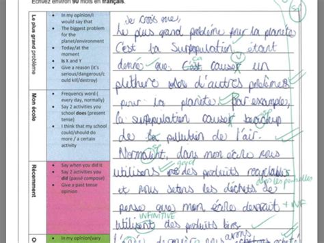 structure strip template  writing  mfl french environment