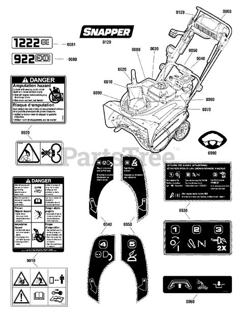 snapper ss exd   snapper  snow thrower hp decals group parts lookup