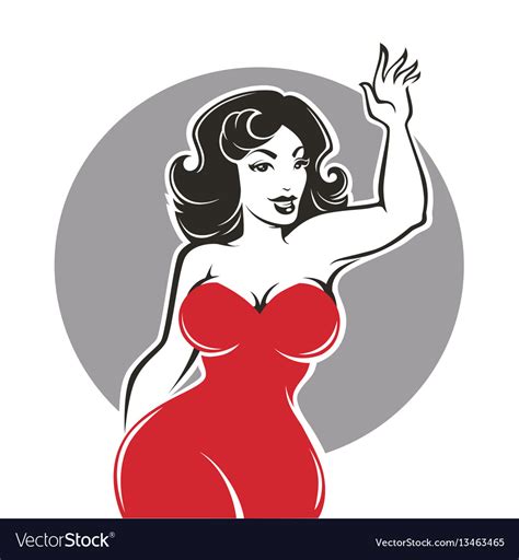 Beauty And Happy Plus Size Pinup Lady Royalty Free Vector