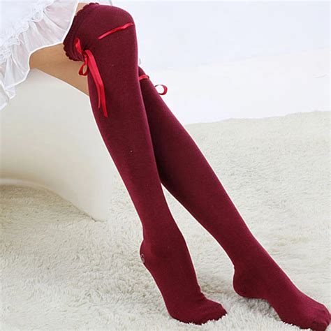 Girls Ladies Thigh High Over Knee Stockings Women Candy Color Long