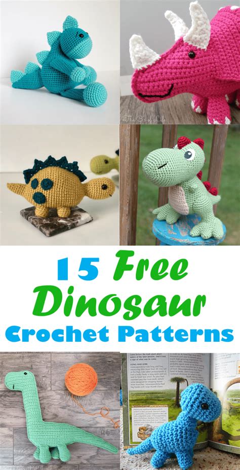 crochet dinosaur patterns  cute toy   crafty life