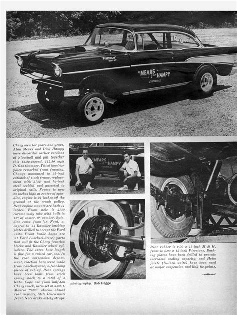 hot rod magazine article 1957 chevy gasser with 6 stromberg carberators