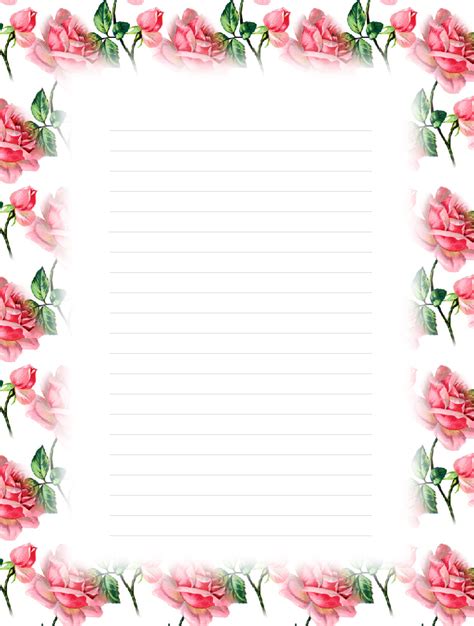 printable floral lined stationery money savers  kid scraps