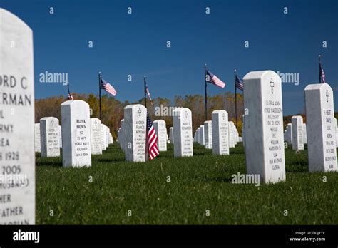 holly michigan great lakes national cemetery part   veterans stock photo  alamy