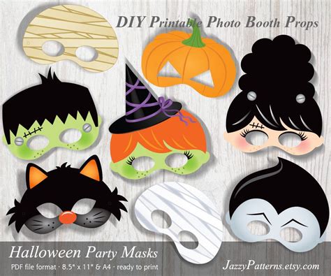 diy halloween party printable masks photo booth props pp instant