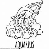 Aquarius Getcoloringpages Horoscope Stylowi sketch template