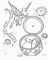 Coloring Tinkerbell Pages Disney Fairies Box Tinker Bell Musical Jewelry Treasure Huge Opened Fairy Lost Queen Printable Drawing Color Popular sketch template