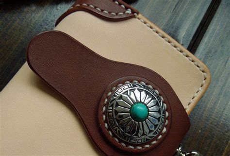 handmade leather biker wallet chain bifold brown billfold wallet purse