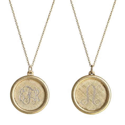 gold filled rimmed engraved disc necklace initial obsession