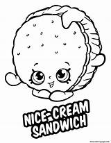 Coloring Pages Shopkins Sandwich Cream Nice Chocolate Chip Season Printable Dessert Cookie Lips Print Drawing Color Cartoon Swiss Cheese Donut sketch template