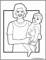 Coloring Mother Pages Mom Baby Mothers Printable Child Drawing Obama Mary Son Cartoon Barack Color Print Holding Happy Search Getdrawings sketch template