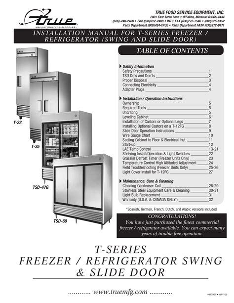 true freezer   service manual