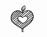 Candle Heart Coloring Shaped Coloringcrew Colorear sketch template