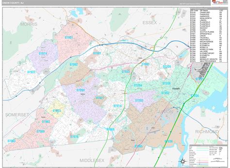 union county nj wall map premium style  marketmaps
