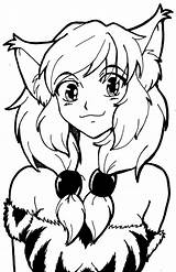 Coloring Anime Pages Cat Girl Furry Cute Girls Wolf Fox Chibi Drawing Emo Female Deviantart Print Human Printable Color Easy sketch template