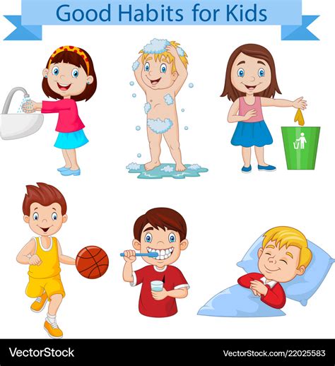 good habits collection  kids royalty  vector image