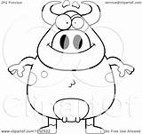 Upright Cow Plump Standing Clipart Cartoon Outlined Coloring Vector Thoman Cory Regarding Notes sketch template
