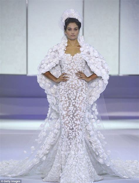 Shanina Shaik Models Bridal Couture At Paris Fashion Week