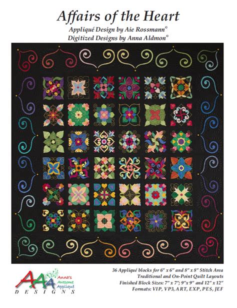 Affairs Of The Heart Annas Awesome Applique Designs