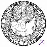 Disney Coloring Pages Mandala Glass Stained Line Adult Adults Akili Amethyst Deviantart Jane Printable Book Princess Cruise Sheets Ship Print sketch template