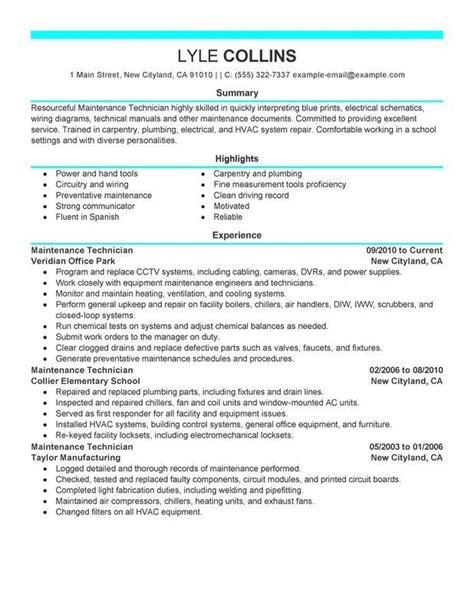 resume examples maintenance examples maintenance resume