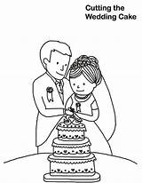 Wedding Coloring Cake Cutting Pages Print Getcolorings Button Through sketch template