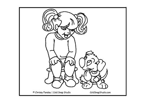 coloring page girl  dog  printable coloring pages img