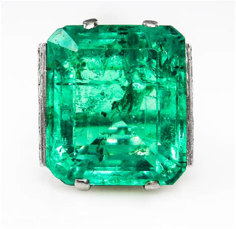 gia 31 00ct vintage natural green emerald diamond