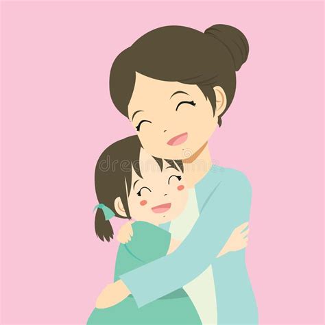 mother and daughter hugging cartoon vector stock vector