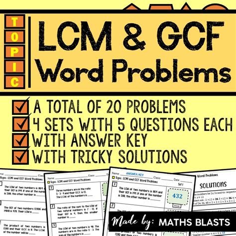 gcf  lcm word problems   teachers