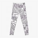 Leggings Coloring Redbubble Doodle Abstract Floral Pattern sketch template