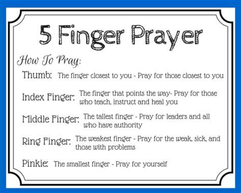 finger prayer printable   accomplished gary website