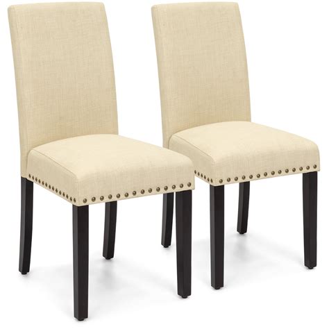 choice products set   upholstered fabric high  parsons accent dining chairs