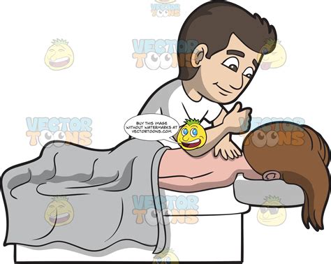 A Male Therapist Massaging A Woman S Back Clipart