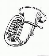 Instruments Coloring Musical Pages Tuba Muziekinstrument Fun Kids Muziek Comments Library Clipart sketch template