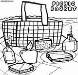 Picnic Coloring Basket Pages Colorings Print sketch template