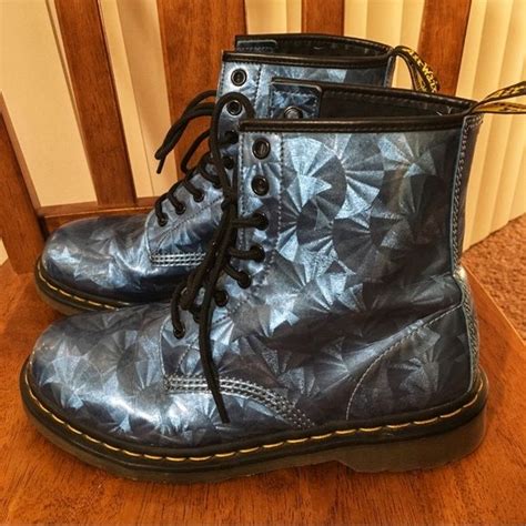 rare  martens sapphire jewel holographic boots   holographic boots  martens boots