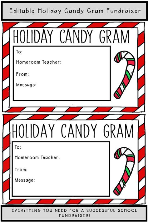 holiday candy gram  editable note     fundraiser