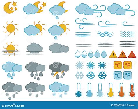 weather symbols cartoon vector cartoondealercom
