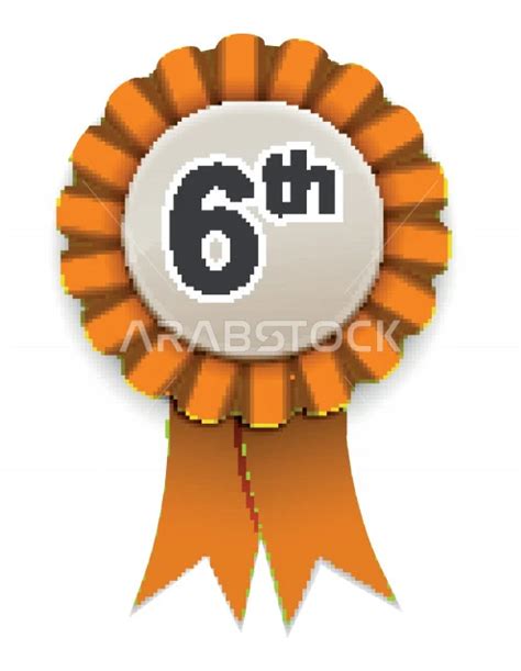 vector design orange ribbon award badge  place medal vector