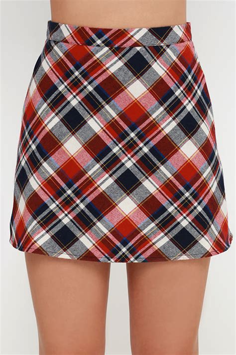 sweet red plaid skirt high waisted skirt mini skirt 34 00