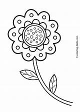 Flowers Kids Coloring Pages Flower Drawing Printable Cliparts Colouring Clipart Drawings Easy Beautiful Library Book Visit sketch template