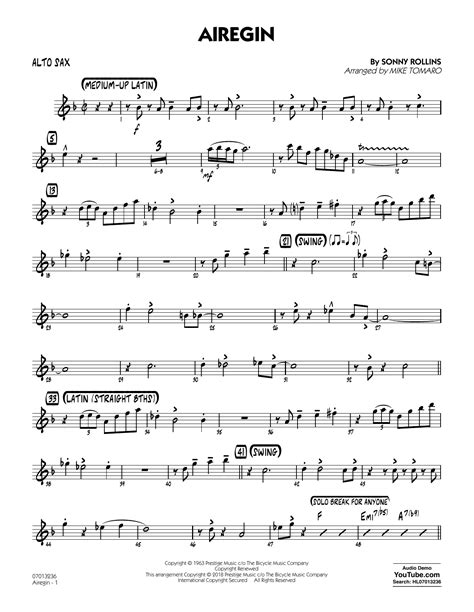 Alto Sax Jazz Sheet Music Epic Sheet Music