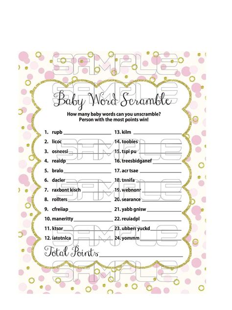 baby word scramble answers  galore blogging picture show