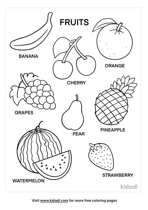 names  fruits coloring page  fruit coloring page kidadl