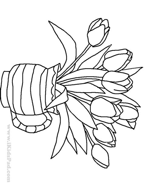 coloring pages flowers  vase beautiful roses flower vase coloring